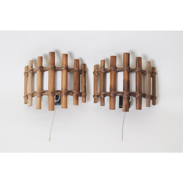 Antique Bamboo Wall Sconces in the style of Louis Sognot, 1960s, Set of 2 For Sale - Image 15 of 16