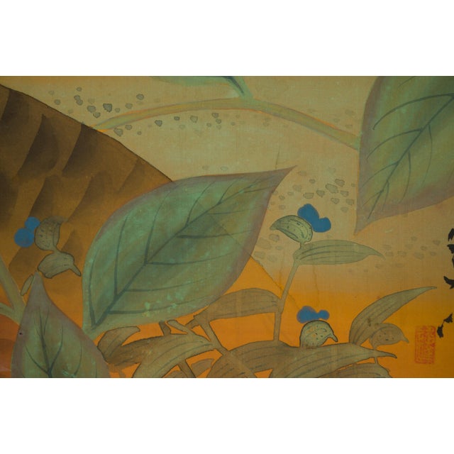 Gold Japanese Meiji Two-Panel Screen With Tom Turkey and Hen, Signed Yoho, C. 1900 For Sale - Image 8 of 15