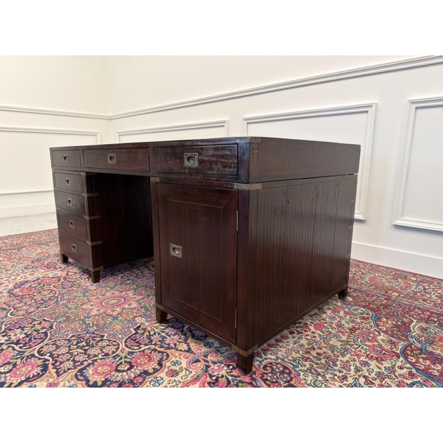 English Campaign Style Desk For Sale - Image 4 of 16