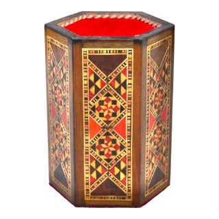 Vintage Handcrafted Marquetry-Inlaid Moorish Pen-Holder & Catchall For Sale
