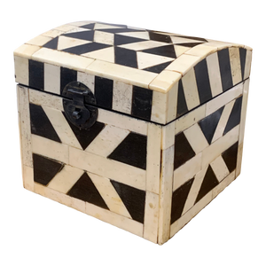 Late 20th Century Vintage Tessellated Bone Box With Geometric Designs