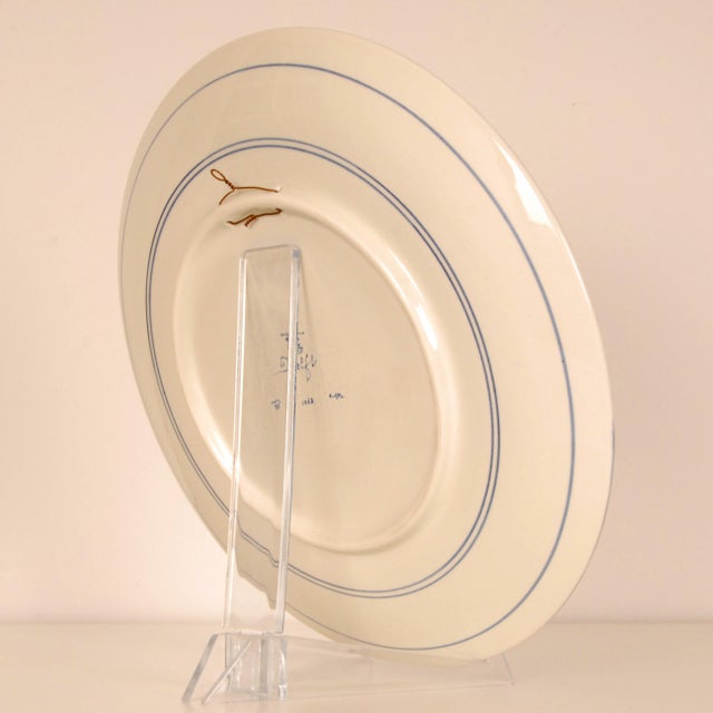 Ceramic Large Blue and White Wall Plate with Handpainted Seascape after Mesdag from Royal Delft, 1960s For Sale - Image 7 of 12