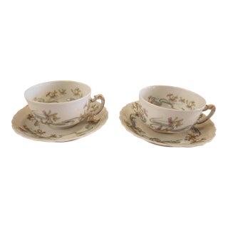 Early 20th Century 2 Haviland Limoges Teacups and Saucers For Sale