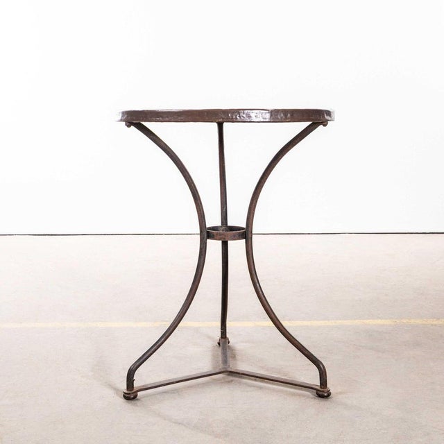 Small French Round Gueridon Table with Marble Top, 1950s For Sale - Image 3 of 8
