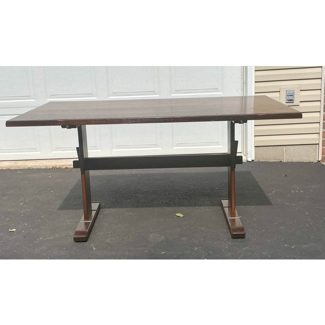 L. Hitchcock Oak Trestle Table For Sale - Image 12 of 12