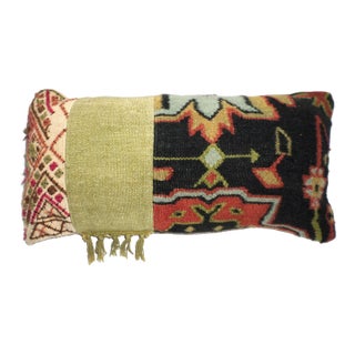Vintage Rustic Farmhouse Decor Kilim Turkish Wool Bolster /Lumbar Pillow For Sale