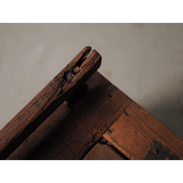 Wood 19th Century Mountain Folk Art Pine Storage Bench, France For Sale - Image 7 of 18