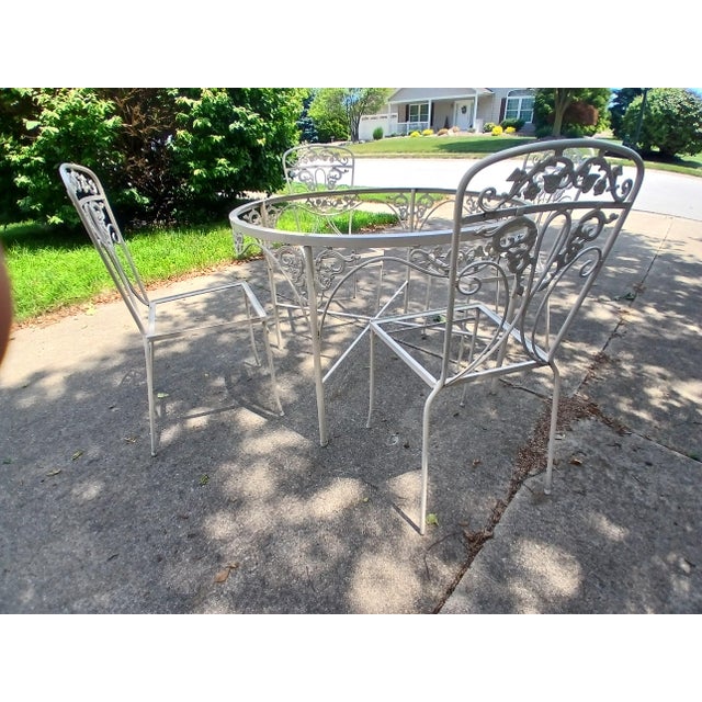 Vintage Wrought Iron 5 Piece Patio Set For Sale - Image 9 of 13