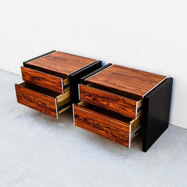 Wood Vintage Restored 1970s Rosewood Nightstands by Glenn of California, A Pair For Sale - Image 7 of 12