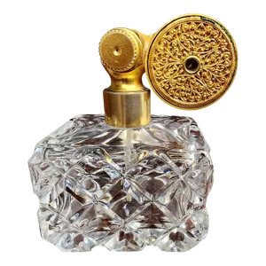 Marcel Franck Vintage Fine Deep Cut Crystal Perfume Bottle W/Brass Atomizer