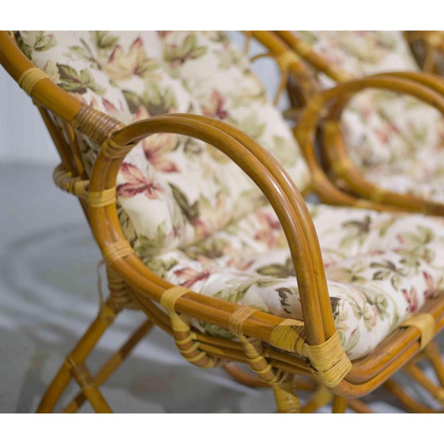 Vintage Palm Beach 2 Strand Rattan Bamboo Chairs in the Style of Franco Albini - Set of 2 For Sale - Image 12 of 13
