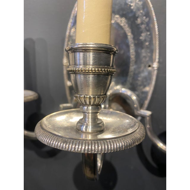 Edward F. Caldwell & Co. Pair 1900s Silver Plated Caldwell Sconces For Sale - Image 4 of 13