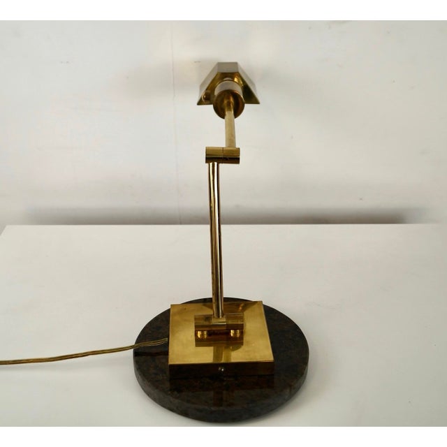 1970’s Mid-Century Modern Brass & Marble Desk Lamp For Sale In Los Angeles - Image 6 of 12