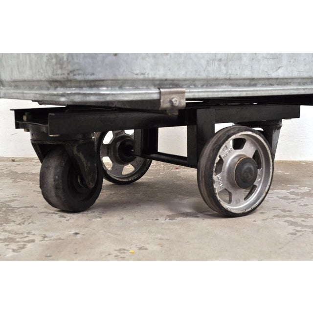 This large zinc cart, with a plug at the bottom, is still in very good condition. Well suited as a planter or for your...