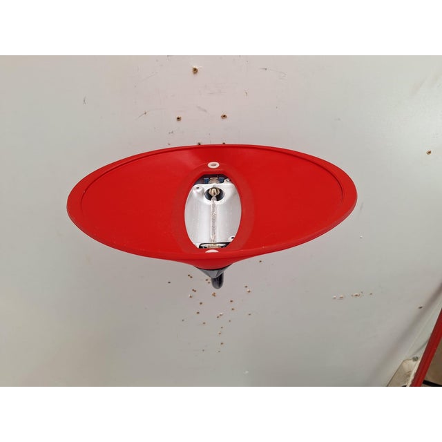 1980s Postmodern Wall Lamps in Red and Yellow Satin Glass with Black Lacquered Metal Structure, Italy, 1980, Set of 2 For Sale - Image 5 of 17