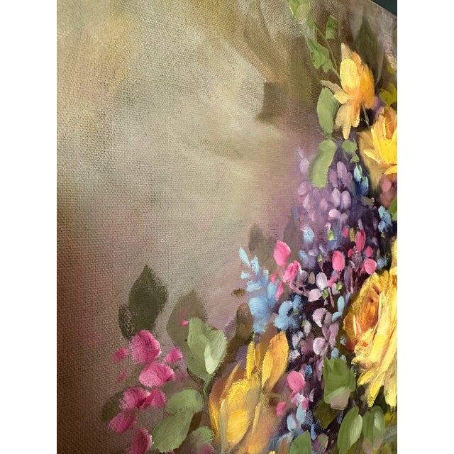 French Impressionist Floral Still Life Original Oil Painting on Canvas For Sale In Houston - Image 6 of 10