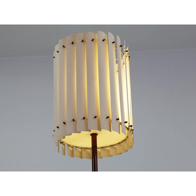 Metal Scandinavian Modern Floor Lamp with Slatted Shade by Louis Poulsen, 1960s For Sale - Image 7 of 9