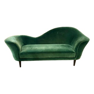 Danish MCM Grand Piano Sofa in Green Velvet For Sale
