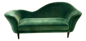 Danish MCM Grand Piano Sofa in Green Velvet