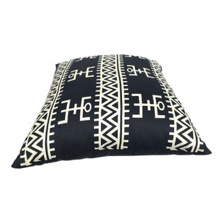 African Custom Made Black and White Kente Cloth Pillow 21" by 19" For Sale