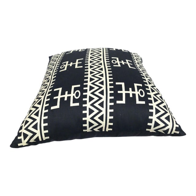 African Custom Made Black and White Kente Cloth Pillow 21" by 19" For Sale