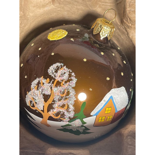 Red Vintage Jumbo Handpainted European Christmas Ornaments in Box For Sale - Image 8 of 11