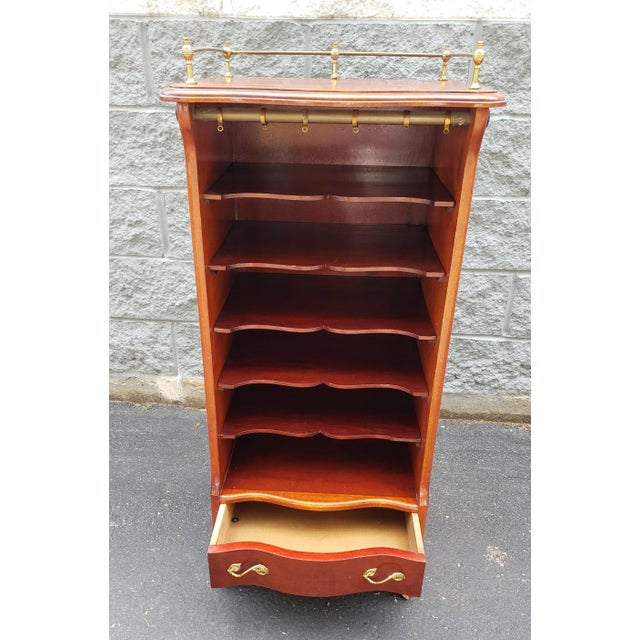 Hollywood Regency Hollywood Regency Open Front and Galleried Cherry Sheet Music on Wheels For Sale - Image 3 of 11