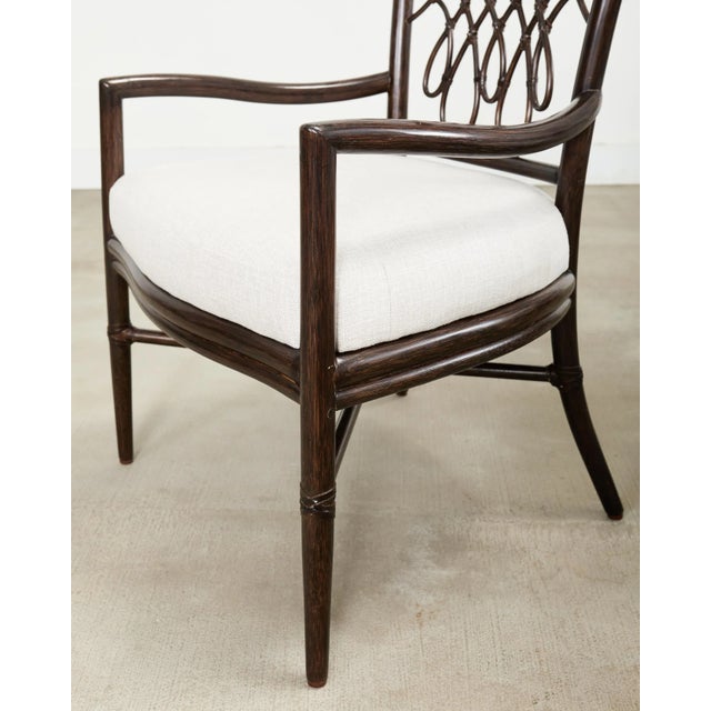Set of Four Barbara Barry Rattan Script Dining Chairs For Sale - Image 10 of 18