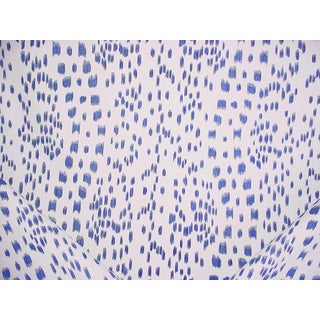 Brunschwig Et Fils 8012138 Les Touches Blue - Cheetah / Animal Design Printed Cotton Drapery Upholstery Fabric - 15-3/4 Yards For Sale