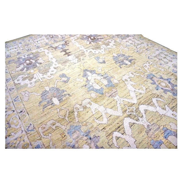 21st Century Turkish Oushak Wool 9x13 Gold, Ivory & Gray Handmade Area Rug #1144134 For Sale In Houston - Image 6 of 11