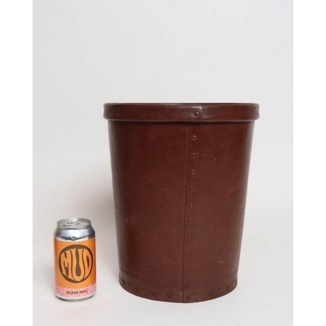 Brown Vintage Industrial National Vulcanized Fibre Company "Vul-Cot" Waste Basket For Sale - Image 8 of 16