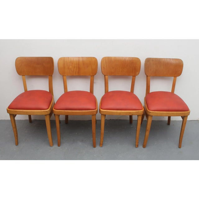 Wood Beech & Leatherette Dining Chairs, 1950s, Set of 4 For Sale - Image 7 of 10