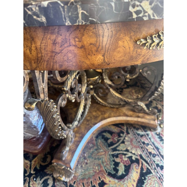 Maitland - Smith Gilded Empire Revival Marble-Top Center Table With Bronze & Burl Wood Base by Maitland Smith For Sale - Image 4 of 12
