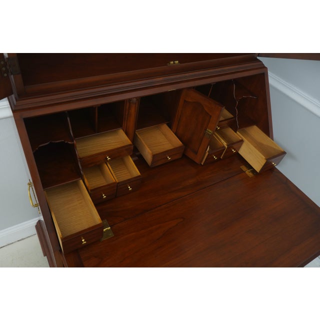 1990s Henkel Harris Cherry Chippendale Style Secretary Desk For Sale - Image 5 of 18