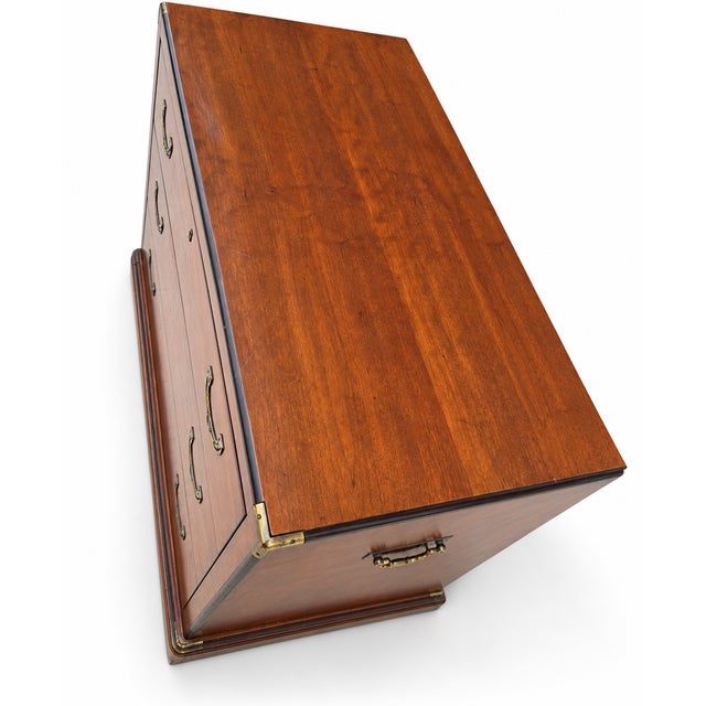Campaign 1970s National Mt. Airy Campaign-Style Three-Drawer Chest For Sale - Image 3 of 15