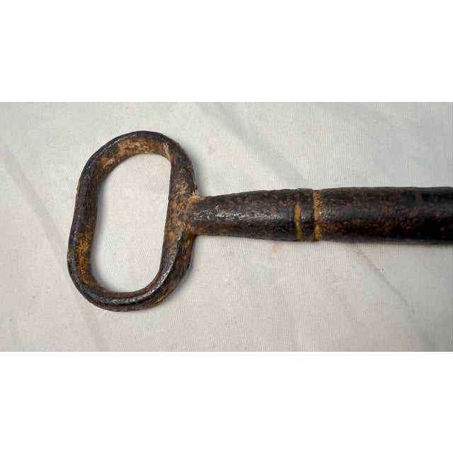 18th Century Large Rare 18th Century Hand Wrought Iron Open Barrel Shaft Bit Skeleton Key For Sale - Image 5 of 10
