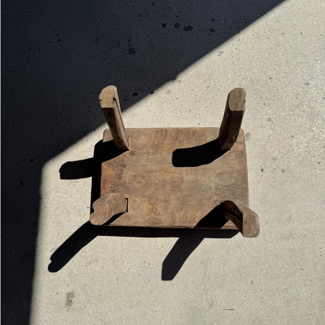 Small Vintage Side Stool in Teak, 1980s For Sale - Image 10 of 11