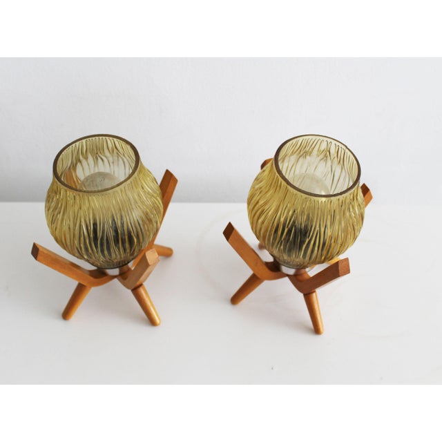 Vintage Bedside Table Lamps by Drevo Humpolec, 1970s, Set of 2 For Sale - Image 4 of 18