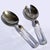 A Set of Christofle Hotel Style France Serving Spoons with Faceted crystal handles and polished Silver Plate metal bowls....