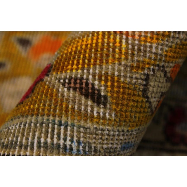 1990s Shabby Chic Vintage Hand Painted Wool Rug - 9′8″ × 12′4″ For Sale - Image 4 of 8