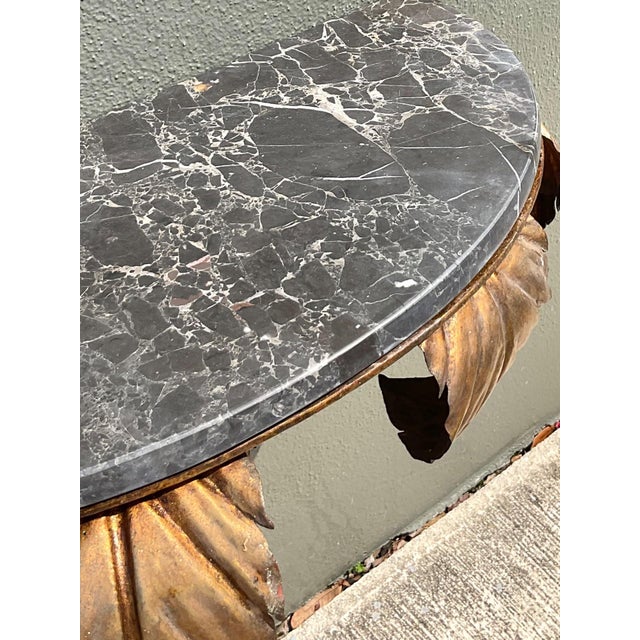 Vintage Gilt Metal and Marble Wall Console For Sale - Image 4 of 13