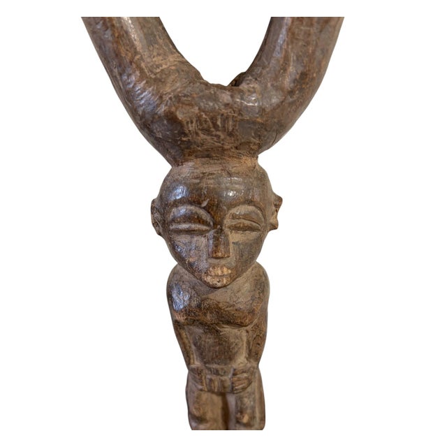 1970s Vintage Unique Old Lobi Figural Sling Shot Sculpture Burkina Faso African 9.25" H W/Stand For Sale - Image 5 of 6