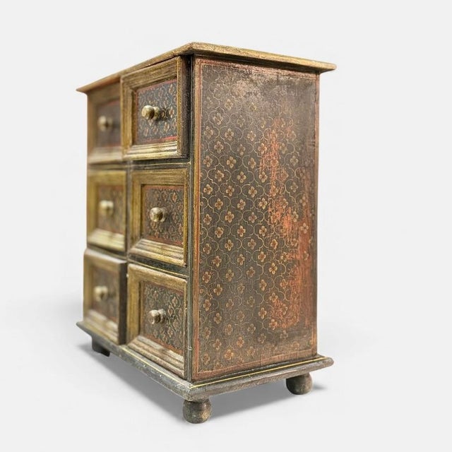 Mini Mid-20th Century Folk Art Hand-Painted Chest of Drawers For Sale - Image 6 of 10
