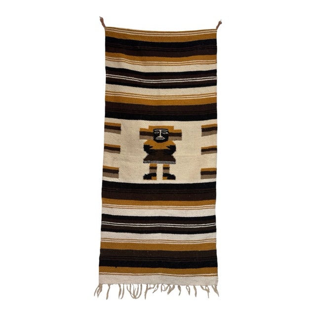 Textile Handwoven Lamb Wool Southwestern Geometric Rug For Sale - Image 7 of 7