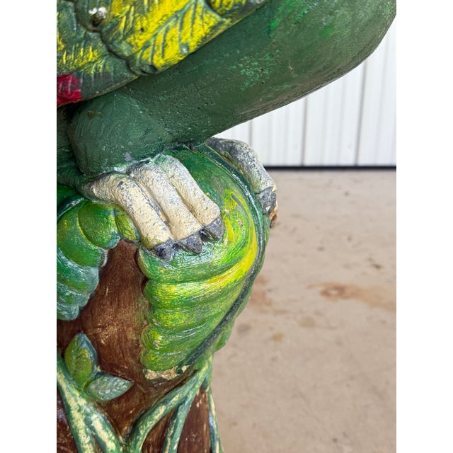 Rustic Monumental Vintage Cast Concrete Parrot Garden Statue Signed “Karlik?” For Sale - Image 3 of 12