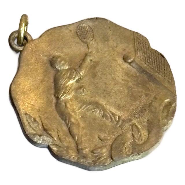 1950s Gold Tone Tennis Player Pendant For Sale