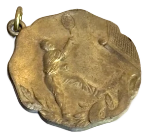 1950s Gold Tone Tennis Player Pendant