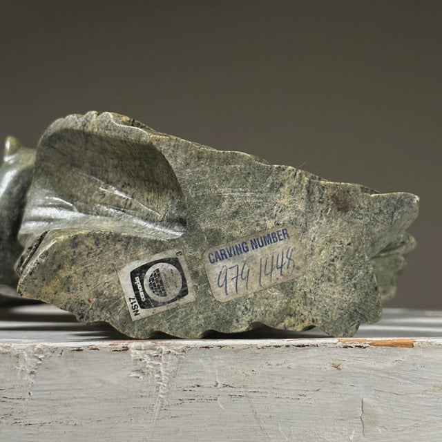 Vintage Hand Carved Inuit Folk Art Soapstone Sculpture of Sedna, Stamped For Sale - Image 9 of 10