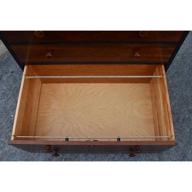 Ethan Allen Cherry 2 Drawer Lateral File Cabinet Two Tone Black Locking Chest For Sale - Image 11 of 18