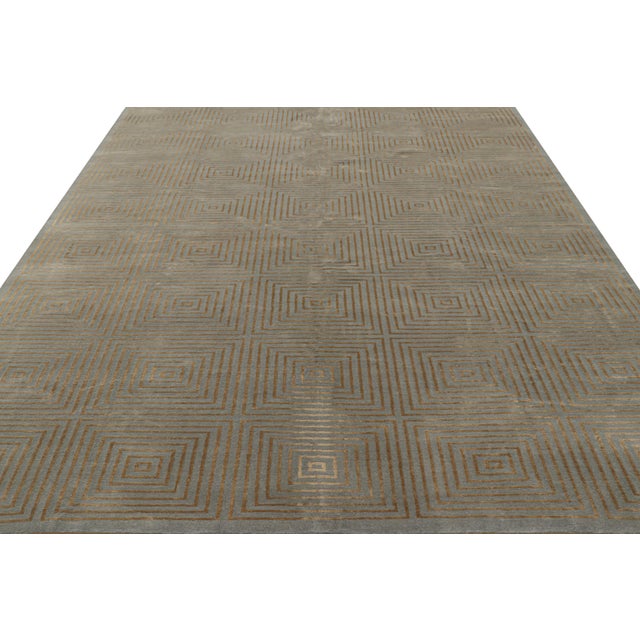 2010s Rug & Kilim’s Cubist Style Rug in Gray With Bronze Geometric Patterns “Dorian” For Sale - Image 5 of 8